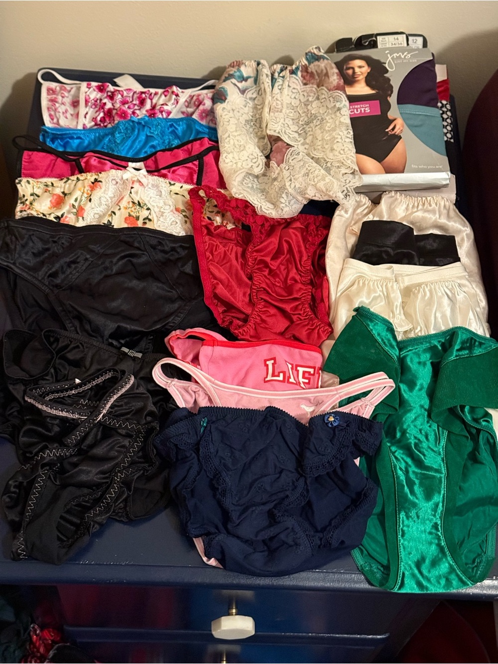 40 panties +, LOTS of Satin & Vintage, Rare, NWT & NWOT Various Sizes and colors